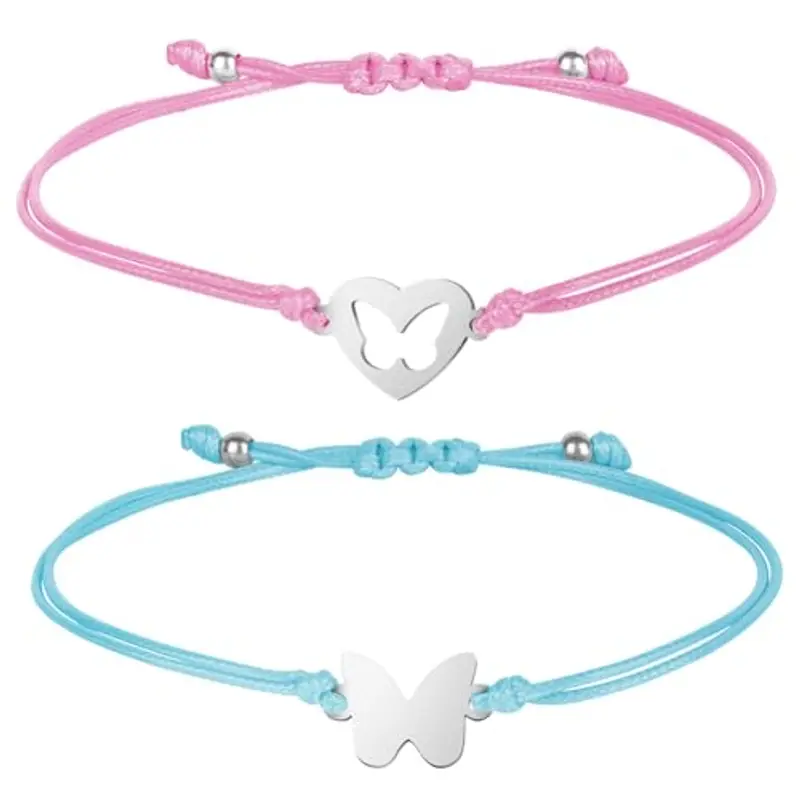 AUAUY 2pz Regali di Ritorno a Scuola, Bracciale Madre e Figlia Bracciale Mamma e Figlio Regalo per Madre, Regali per il Primo Giorno di Scuola per Ragazze e Ragazzi, Natale Regalo, Farfalla miniatura 2