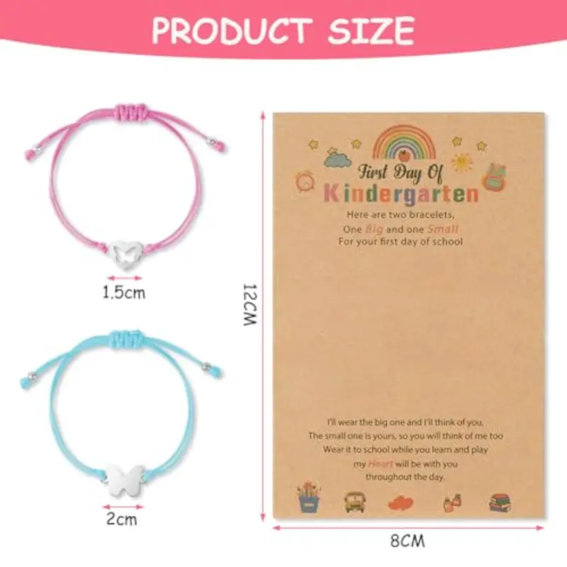 AUAUY 2pz Regali di Ritorno a Scuola, Bracciale Madre e Figlia Bracciale Mamma e Figlio Regalo per Madre, Regali per il Primo Giorno di Scuola per Ragazze e Ragazzi, Natale Regalo, Farfalla miniatura 3