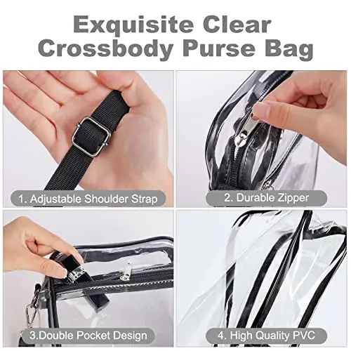 Aucuu Borsa Trasparente a Tracolla con Regolabile, Approvata Dallo Stadio, in PVC Impermeabile per Concerti, Sportivi miniatura 3