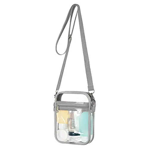 Aucuu Borsa Trasparente a Tracolla con Tracolla Regolabile, Approvata Dallo Stadio, in PVC Impermeabile per Concerti,