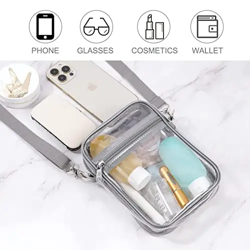 Aucuu Borsa Trasparente a Tracolla con Tracolla Regolabile, Approvata Dallo Stadio, in PVC Impermeabile per Concerti miniatura 3