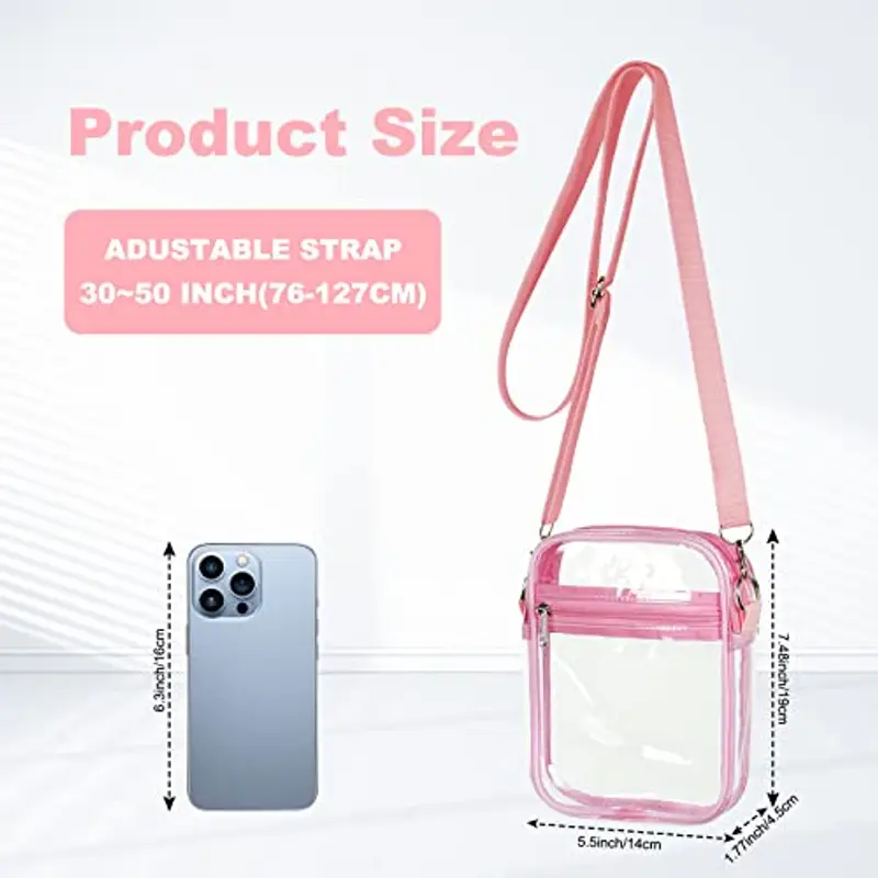 Aucuu Borsa Trasparente a Tracolla con Tracolla Regolabile, Approvata Dallo Stadio, in PVC Impermeabile per Concerti, Eventi Sportivi e Festival miniatura 2