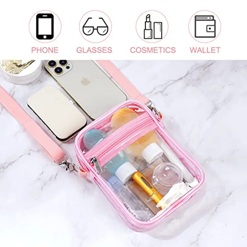 Aucuu Borsa Trasparente a Tracolla con Tracolla Regolabile, Approvata Dallo Stadio, in PVC Impermeabile per Concerti, Eventi Sportivi e Festival miniatura 3