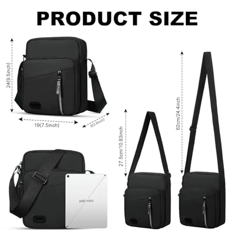 Aucuu Borsa a spalla Uomo Nero 815063 miniatura 2