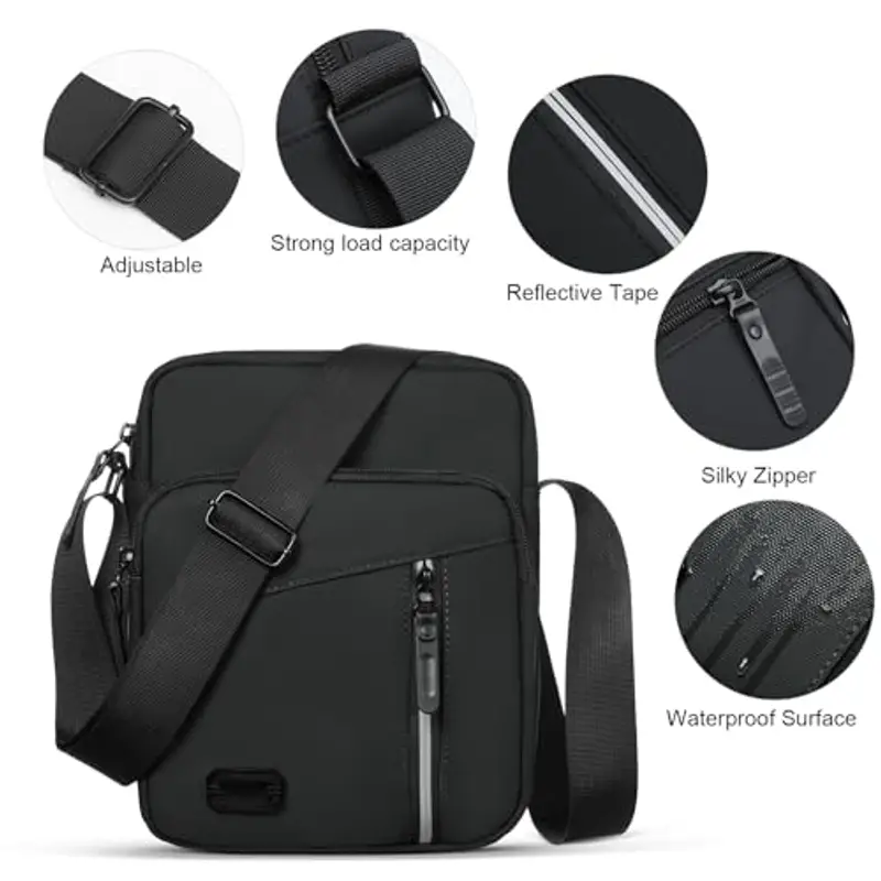 Aucuu Borsa a spalla Uomo Nero 815063 miniatura 3