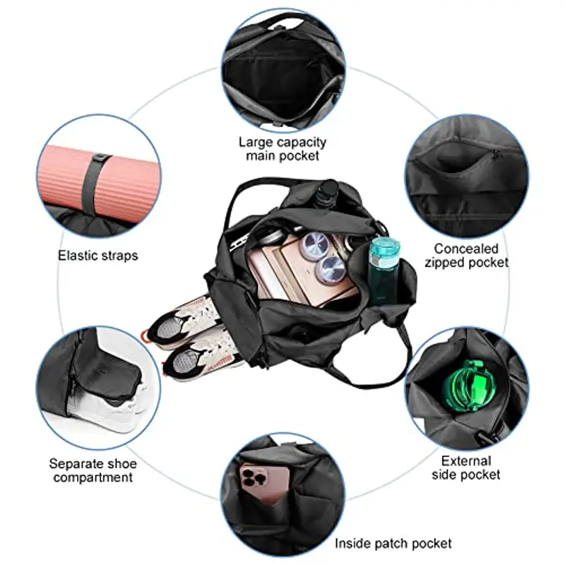 Aucuu Borsone da viaggio Nero 796699 miniatura 2