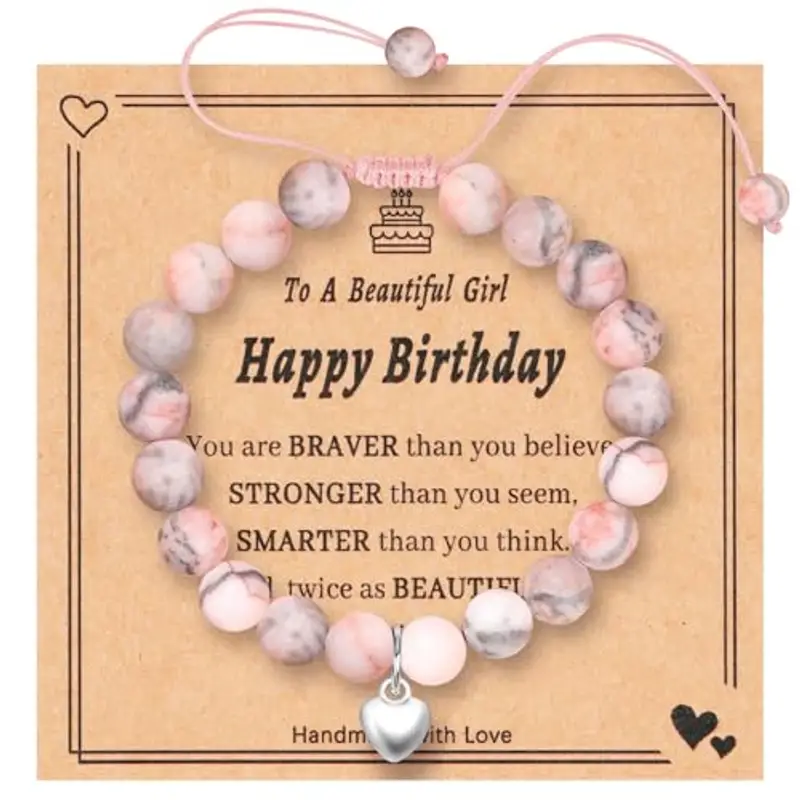 Aucuu Bracciale di Perline Donna, Elastico Braccialetto di Fascino Delle, Braccialetto di Pietra Naturale per Donne,