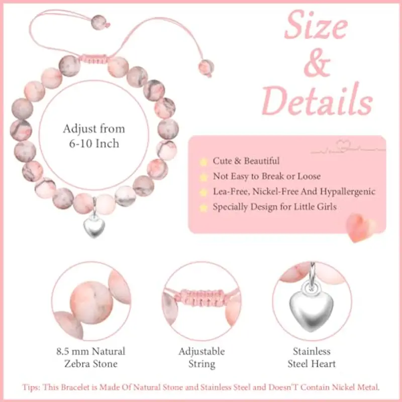 Aucuu Bracciale di Perline Donna, Elastico Braccialetto di Fascino Delle, Braccialetto di Pietra Naturale per Donne miniatura 2