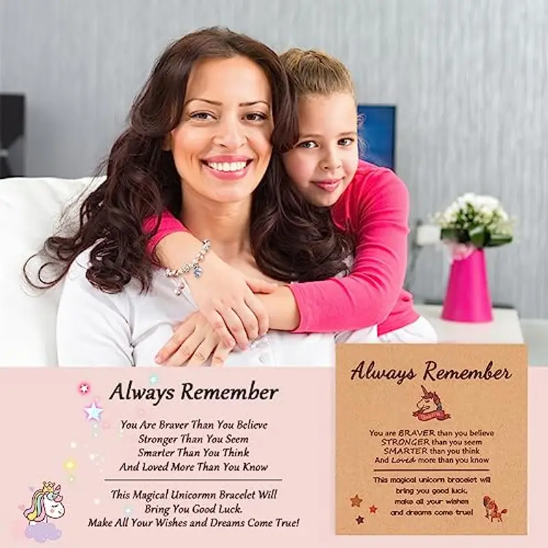 Aucuu Braccialetti per Bambini, Unicorno Braccialetto Bambina, Regolabile Intrecciato Braccialetto, Bracciale di miniatura 3