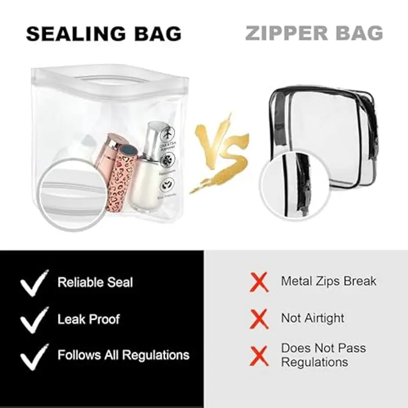 Aucuu Buste da Viaggio per Liquidi, 4 Pezzi 20 x 20cm Buste per Liquidi Aereo, Borse da Viaggio Trasparente, Aereo Bustine Trasparenti Impermeabile, Trucco Portatili per Vacanze in Viaggio miniatura 3