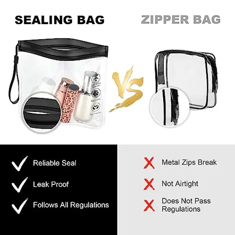 Aucuu Buste da Viaggio per Liquidi, 4 Pezzi 20 x 20cm Buste per Liquidi Aereo, Borse da Viaggio Trasparente, Aereo Bustine Trasparenti Impermeabile, Trucco Portatili per Vacanze in Viaggio miniatura 3