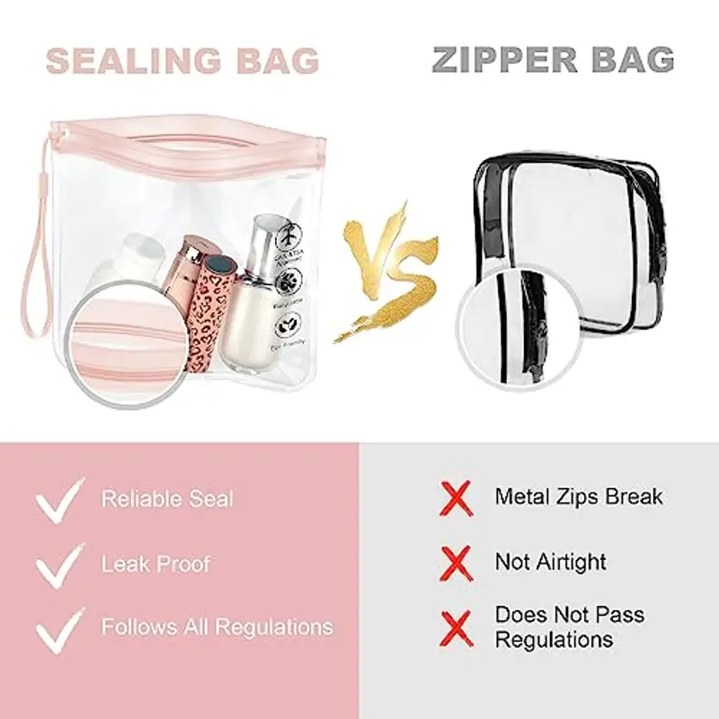 Aucuu Buste da Viaggio per Liquidi, 4 Pezzi 20 x 20cm Buste per Liquidi Aereo, Borse da Viaggio Trasparente, Aereo Bustine Trasparenti Impermeabile, Trucco Portatili per Vacanze in Viaggio miniatura 3
