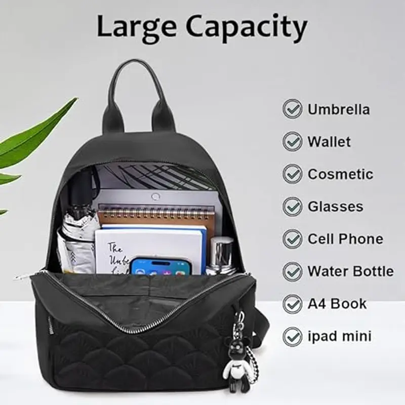 Aucuu Zaino Donna, Borsa Zaino Donna Elegante, Zainetto Casual in Nylon, Zaini Piccolo Antifurto da Donna, Borsa a Zainetto Casual per Shopping Scuola Viaggio Lavoro miniatura 3