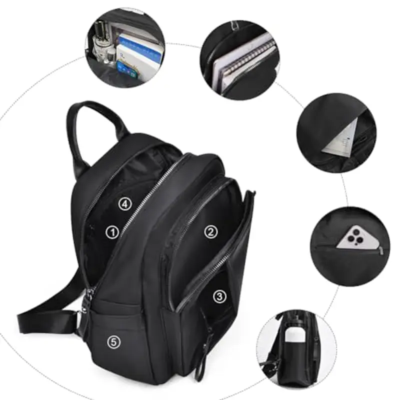 Aucuu Zaino Donna, Borsa Zaino Donna Elegante, Zainetto Casual in Nylon, Zaini Piccolo Antifurto da Donna, Borsa a Zainetto Casual per Shopping Scuola Viaggio Lavoro miniatura 3