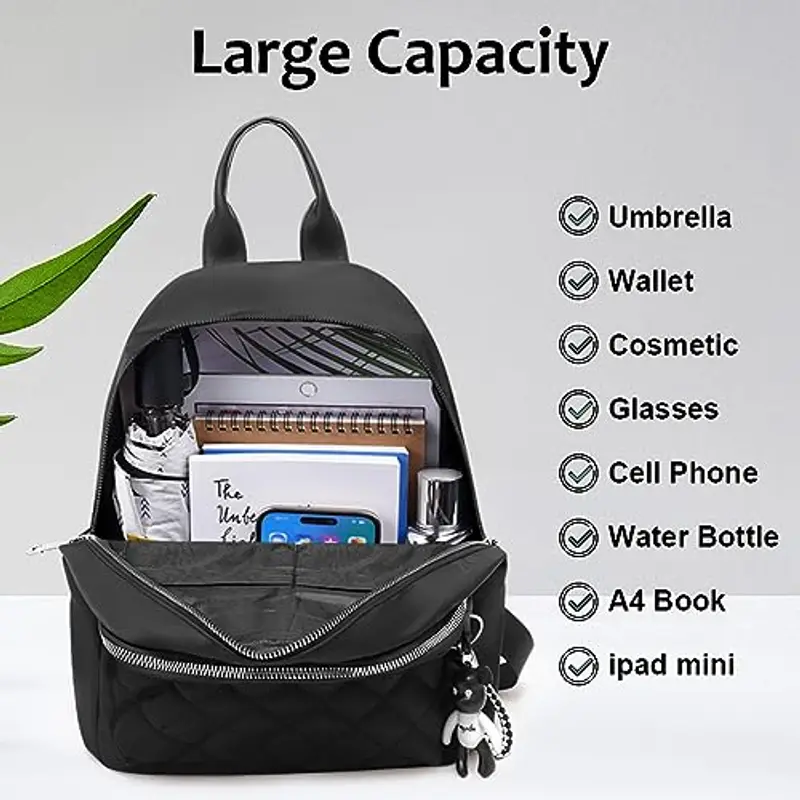 Aucuu Zaino Donna, Borsa Zaino Donna Elegante, Zainetto Casual in Nylon, Zaini Piccolo Antifurto da Donna, Borsa a Zainetto Casual per Shopping Scuola Viaggio Lavoro miniatura 3