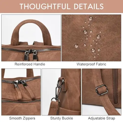 Aucuu Zaino Donna, Borsa Zaino Donna Elegante, Zainetto Multifunzionale, Zainetto Casual in Pelle PU, Zaini Antifurto miniatura 3