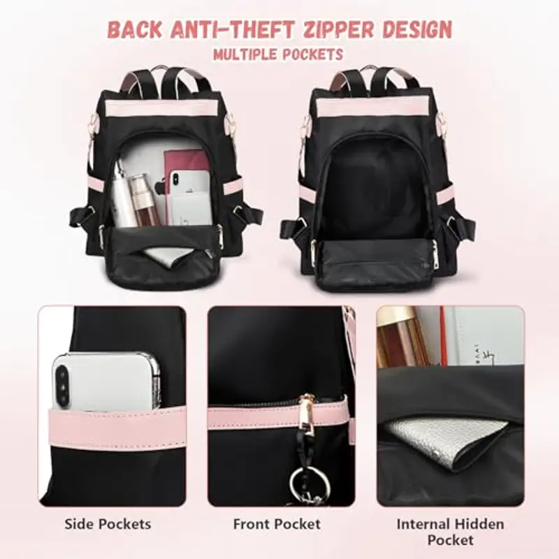 Aucuu Zaino Donna, Borsa Zaino Donna Elegante, Zaini Antifurto, Piccoli Zaini Casual, Borsa da Scuola per Ragazze, Borse a Zainetto Casual per Shopping Scuola Viaggio Lavoro miniatura 3