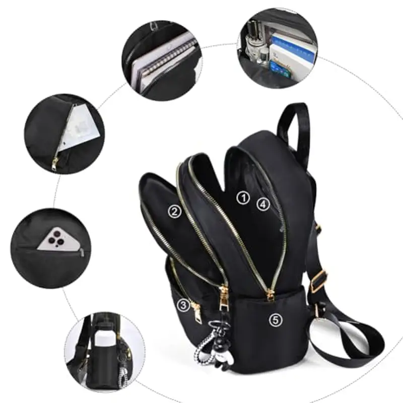 Aucuu Zaino Donna Elegante, Zainetto Casual in Nylon, Antifurto, Piccolo per Shopping, Scuola, Viaggio e Lavoro miniatura 3