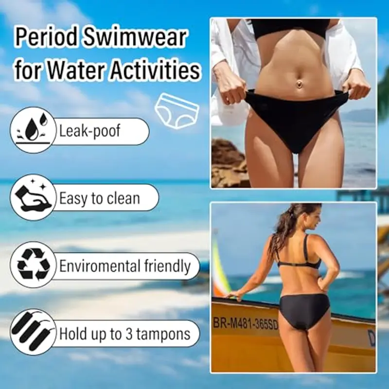 Audasi Pantaloni da Nuoto per Il Periodo Costumi da Bagno Senza Perdita Bikini Mestruale Impermeabile Fondo Biancheria miniatura 2