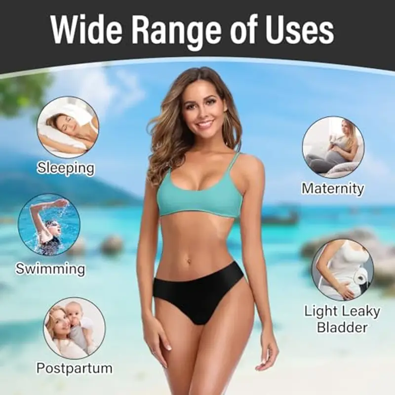 Audasi Pantaloni da Nuoto per Il Periodo Costumi da Bagno Senza Perdita Bikini Mestruale Impermeabile Fondo Biancheria Intima Mestruale UPF 50+ Nuota Breve per Adolescenti Ragazze Donne(M) miniatura 2