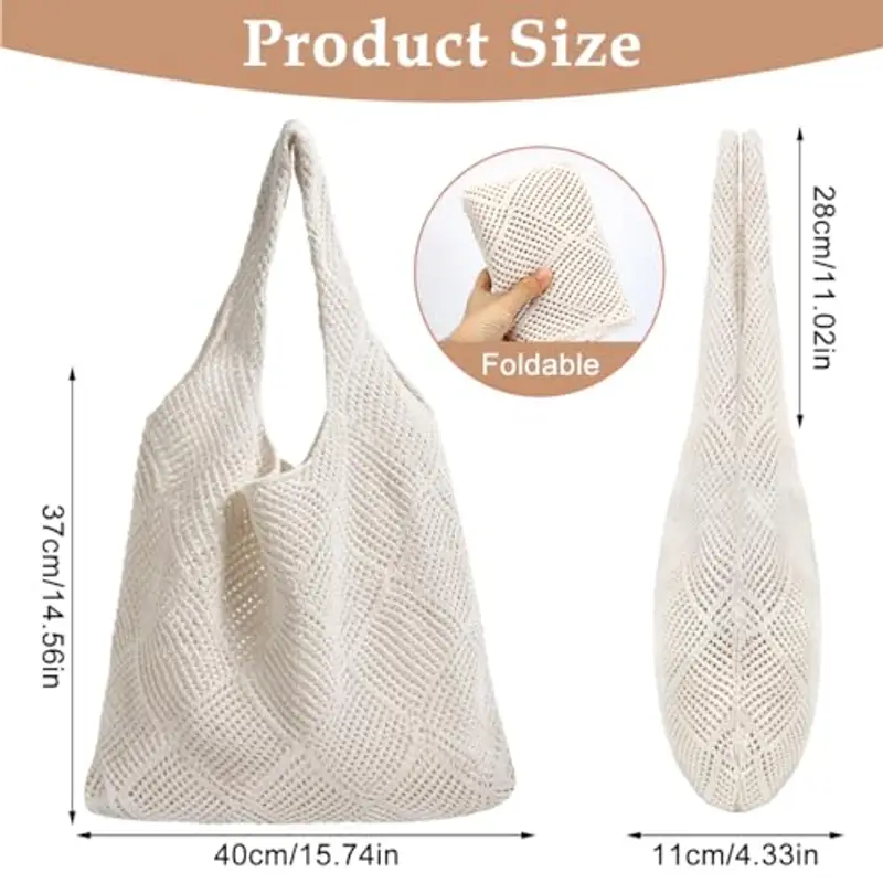 Augesak Borsa da Spiaggia da Donna (Beige) miniatura 2