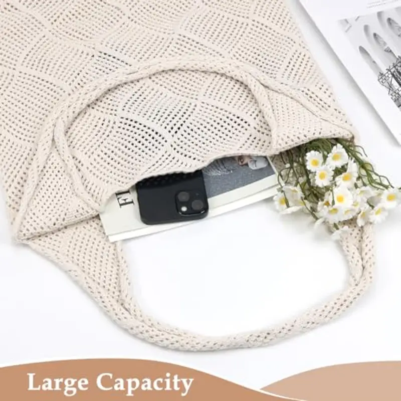 Augesak Borsa da Spiaggia da Donna (Beige) miniatura 3