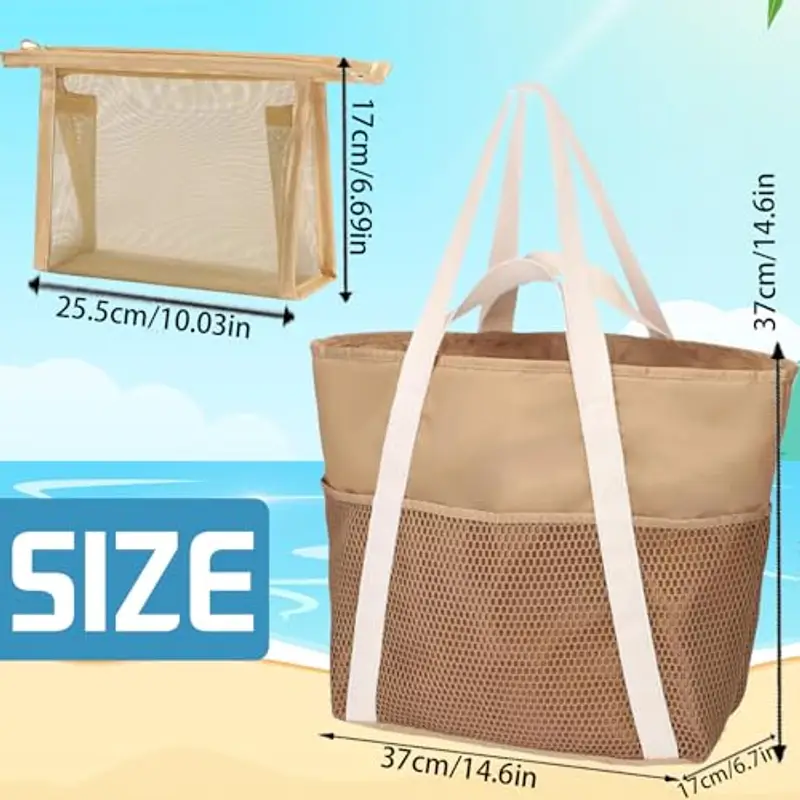 AUNGKWANG 2 Pezzi Borsa Mare Donna, Grande e Piccola da Spiaggia, Borsa Spiaggia Donna Impermeabile per Viaggio, Vacanza, Piscina, Shopping e Uso Quotidiano miniatura 2
