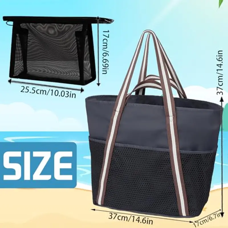 AUNGKWANG 2 Pezzi Borsa Mare Donna, Grande e Piccola da Spiaggia, Borsa Spiaggia Donna Impermeabile per Viaggio, Vacanza, Piscina, Shopping e Uso Quotidiano miniatura 2