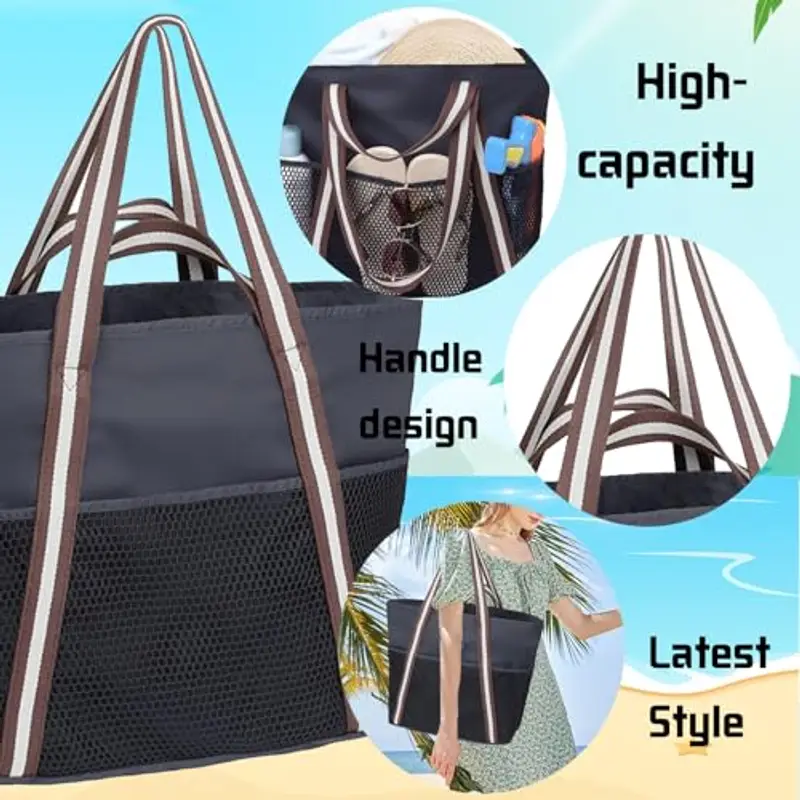 AUNGKWANG 2 Pezzi Borsa Mare Donna, Grande e Piccola da Spiaggia, Borsa Spiaggia Donna Impermeabile per Viaggio, Vacanza, Piscina, Shopping e Uso Quotidiano miniatura 3