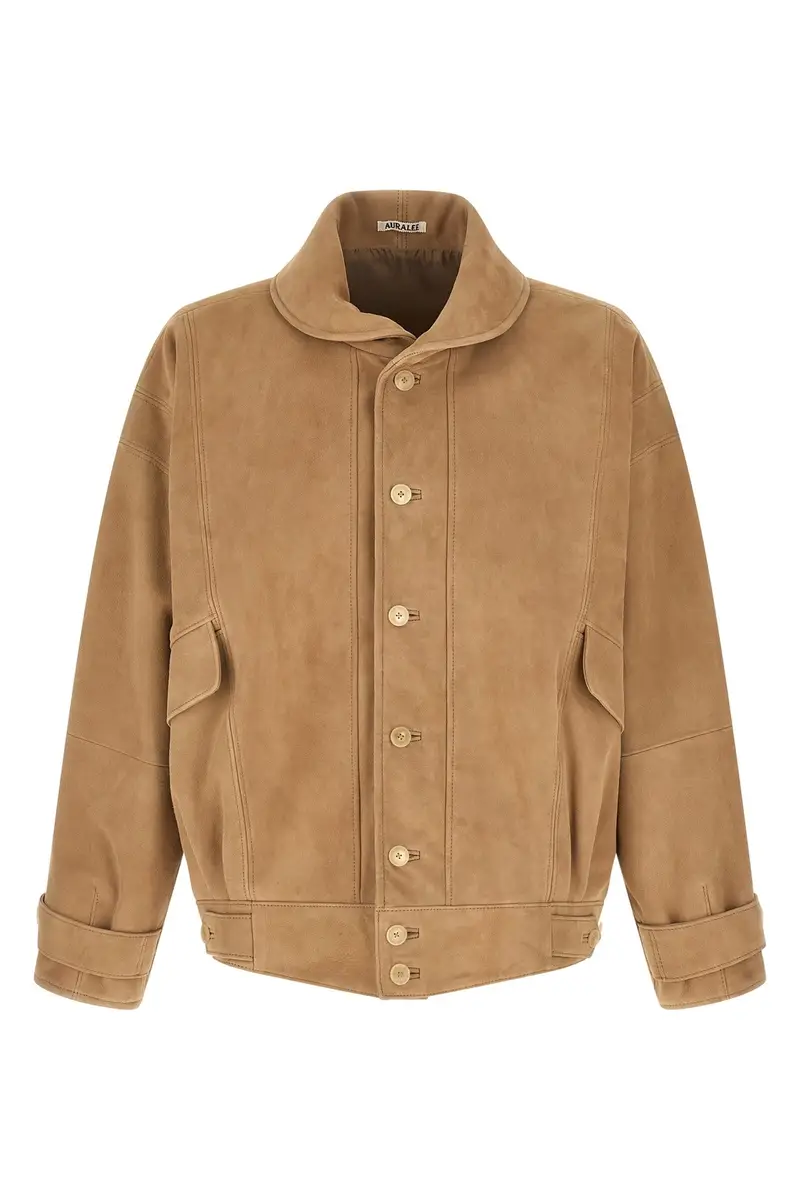 Blouson Pelle Pieno Fiore Beige