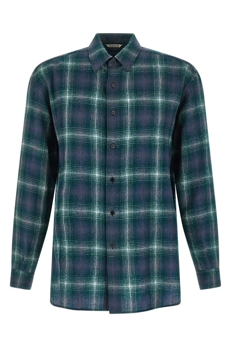 Camicia 'Airy Wool Check' Verde