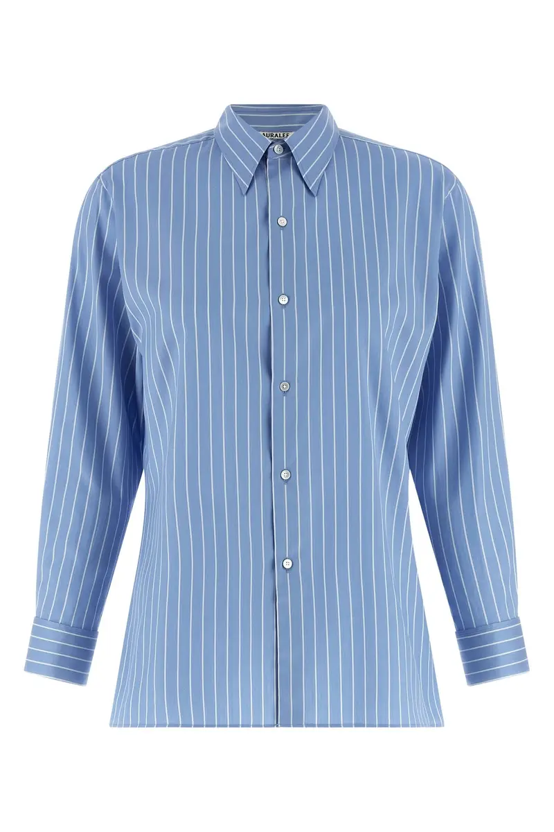 Camicia Cotone E Seta Azzurro