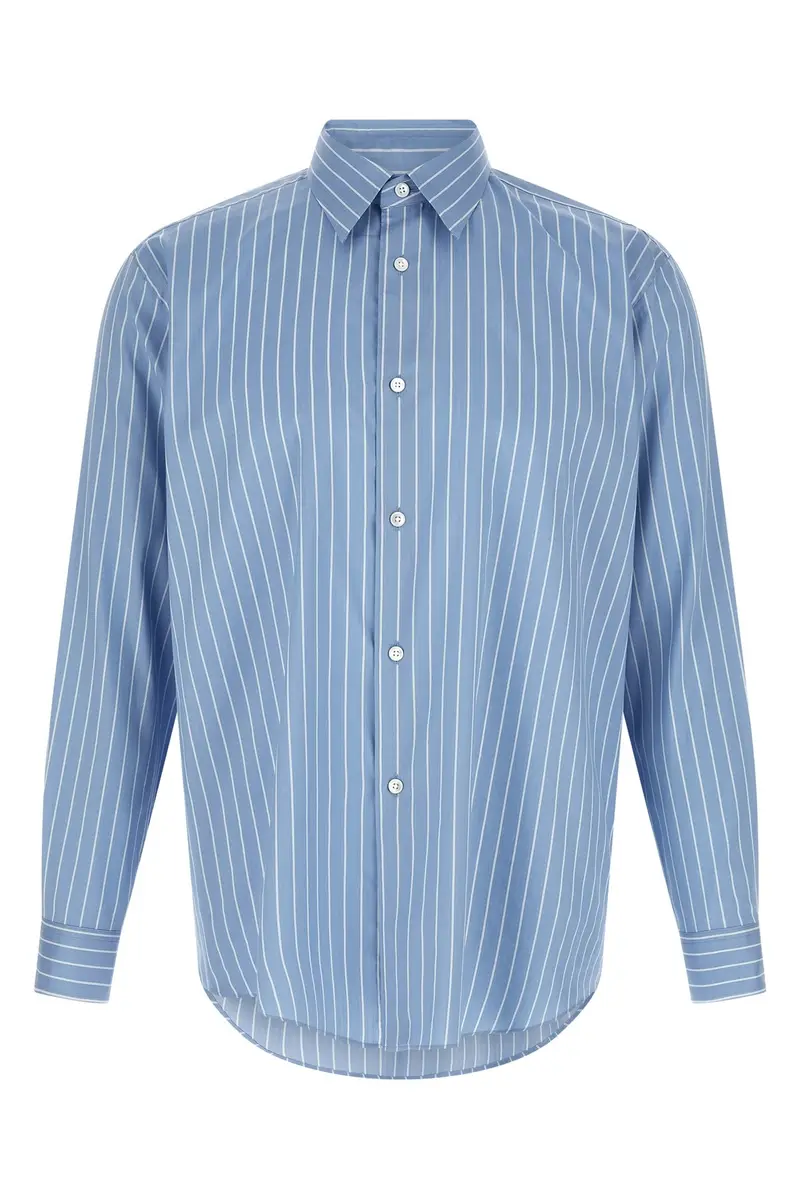 Camicia Cotone E Seta Azzurro