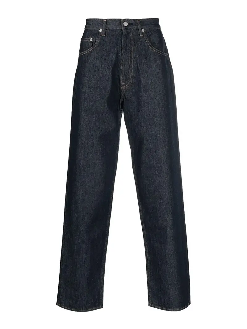 Jeans a gamba larga in denim di cotone Blu