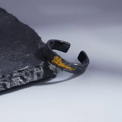 Auriselle Anello da Uomo Fiamma Regolabile Due Colori Anello Aperto Vintage Vichingo Retrò da Pollice Gotico Gioielli miniatura 2