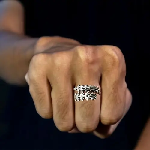 Auriselle Anello da Uomo Regolabile Anello Geometrico Vintage Vichingo Retrò Aperto da Pollice Gotico Gioielli Regali miniatura 3