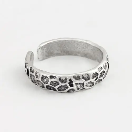 Auriselle Anello da Uomo Regolabile con Crepe Geometriche Anello Aperto Vintage Vichingo Retrò da Pollice Gotico miniatura 2