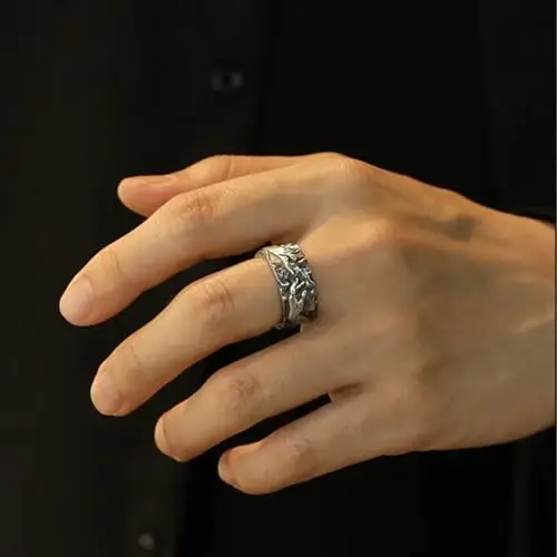 Auriselle Anello da Uomo Regolabile Mano di Dio Vintage Viking Retro Aperto Anello da Pollice Gotico Gioielli Regali miniatura 3