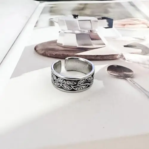 Auriselle Anello da Uomo Regolabile Occhio del Diavolo Vintage Vichingo Retrò Aperto Anello da Pollice Gotico Gioielli miniatura 2