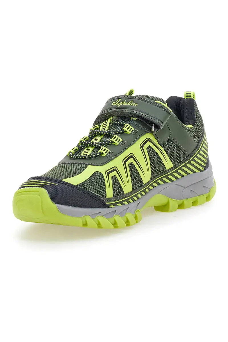 Scarpa da ginnastica da ragazzo grigia e verde fluo con strappo Australian Spin [VERDE] miniatura 3