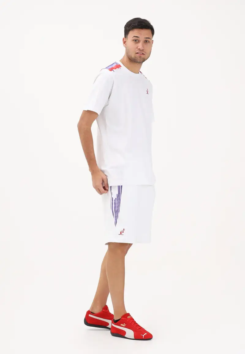 Shorts sportivo bianco da uomo con inserti decorativi miniatura 2