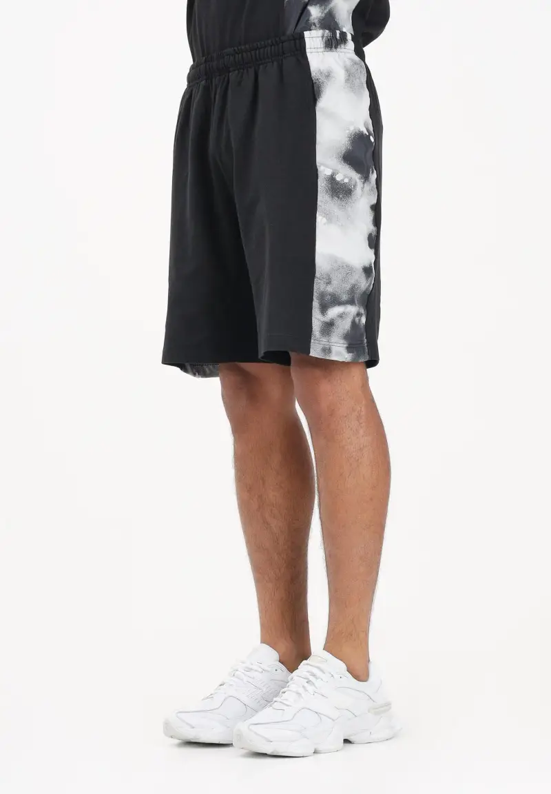 Shorts sportivo nero da uomo con inserto stampato