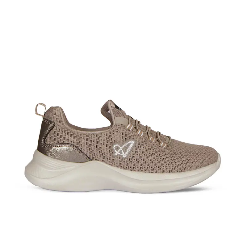 Sneakers running beige da donna con logo laterale