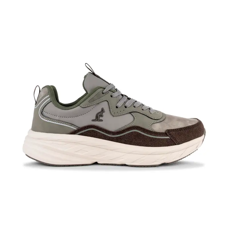 Sneakers running beige da uomo con suola chunky e logo laterale