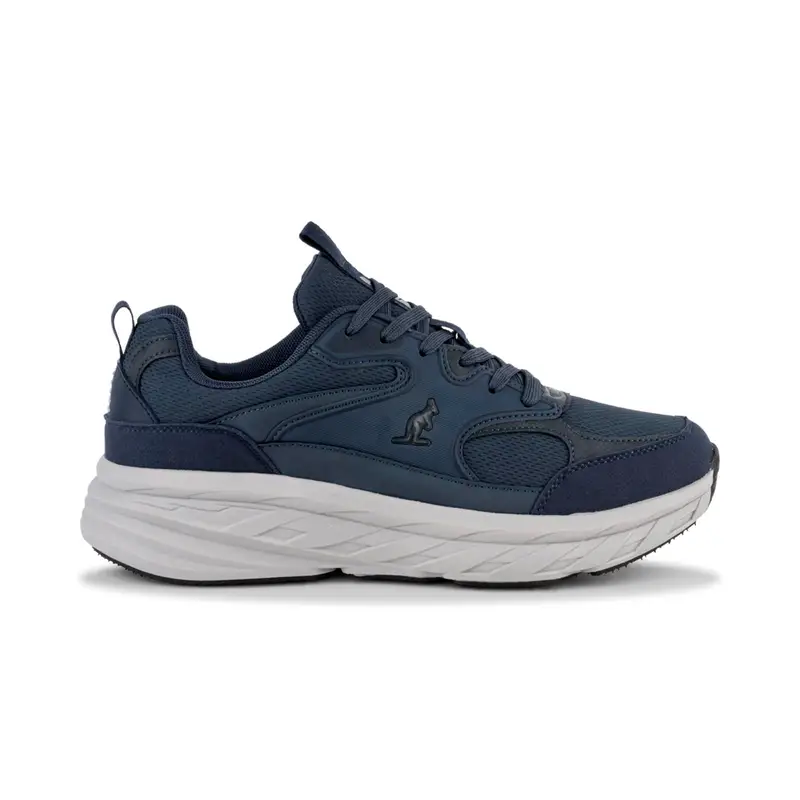 Sneakers running blu da uomo con suola chunky e logo laterale