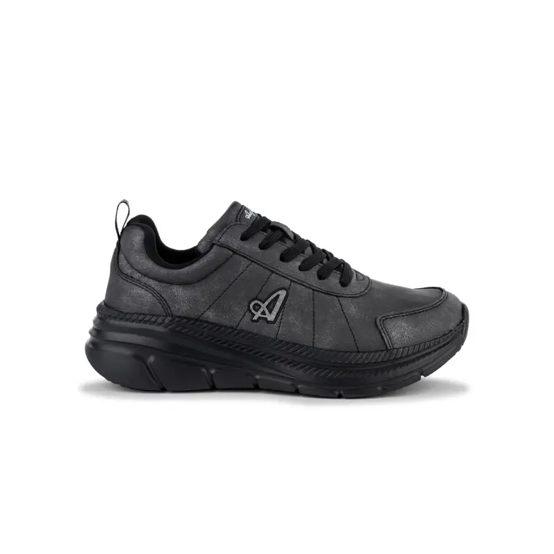 Sneakers running grigie da donna con suola chunky e logo laterale