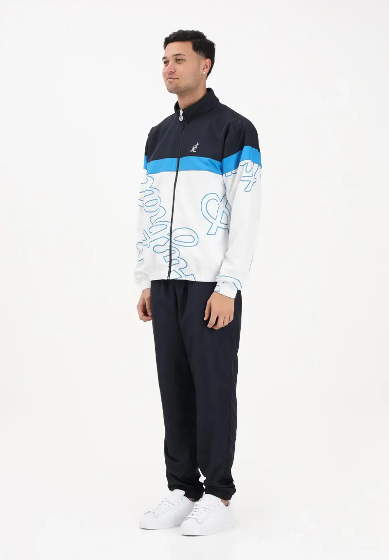 Tuta blu da uomo arricchita da stampe grafiche lineari