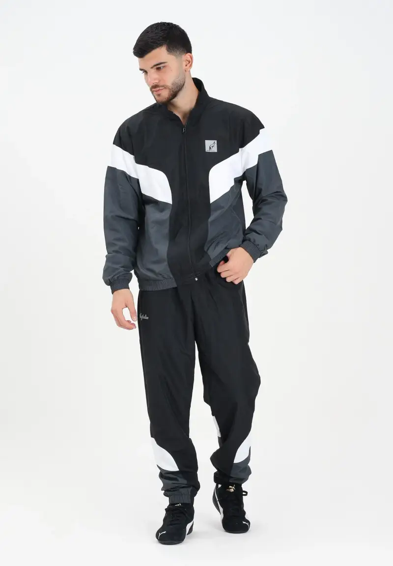 Tuta nera da uomo con inserti a contrasto miniatura 2