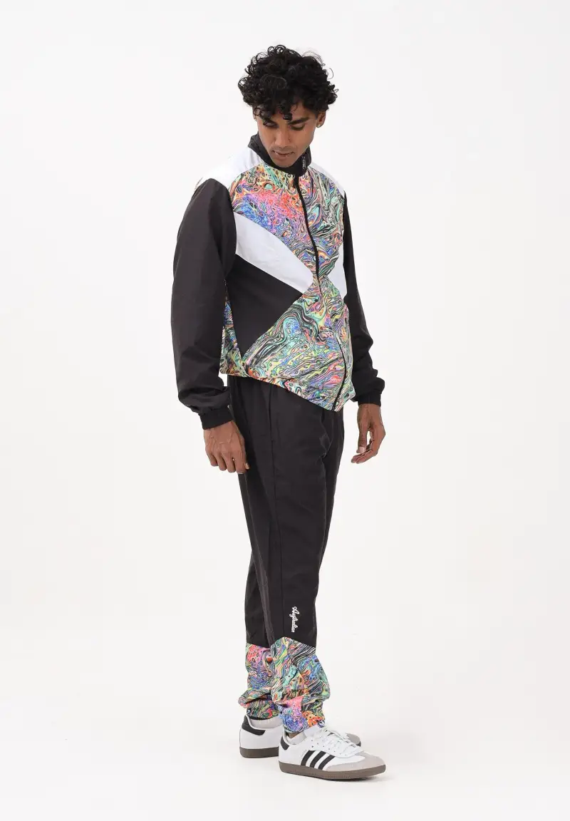 Tuta nera da uomo con stampa miniatura 2