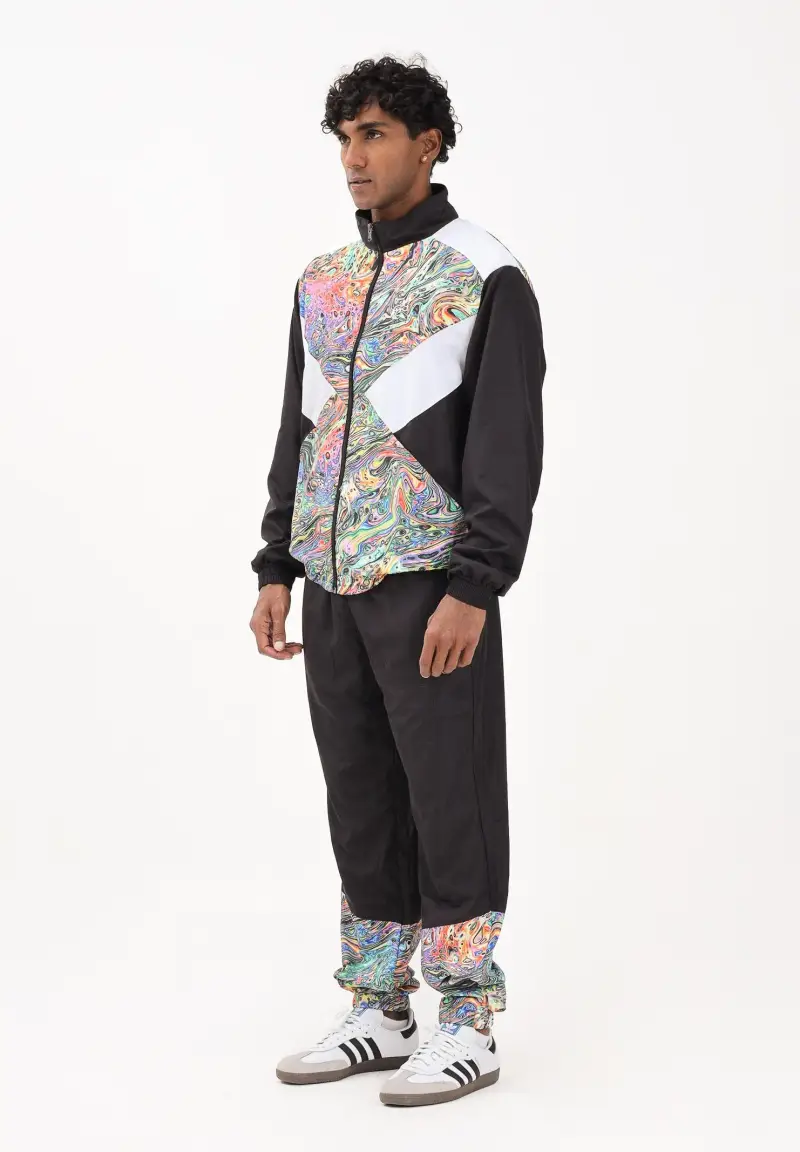 Tuta nera da uomo con stampa